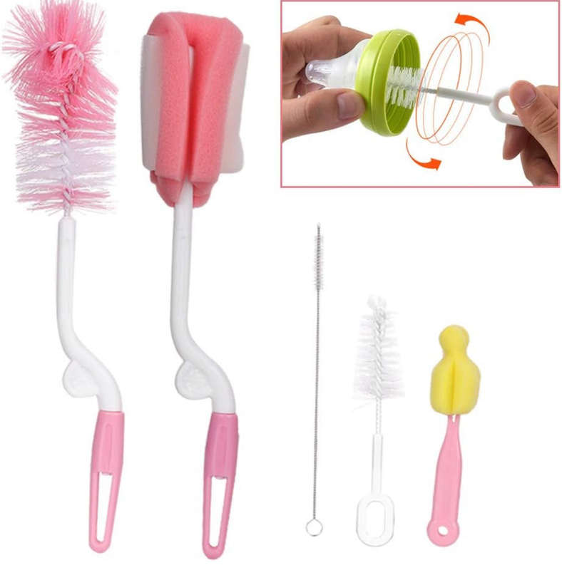 Bottle Brush, Practical 5 Pcs Feeding Bottle Cleaning Brush, Soft for Washing Cleaning Baby Bottl...
