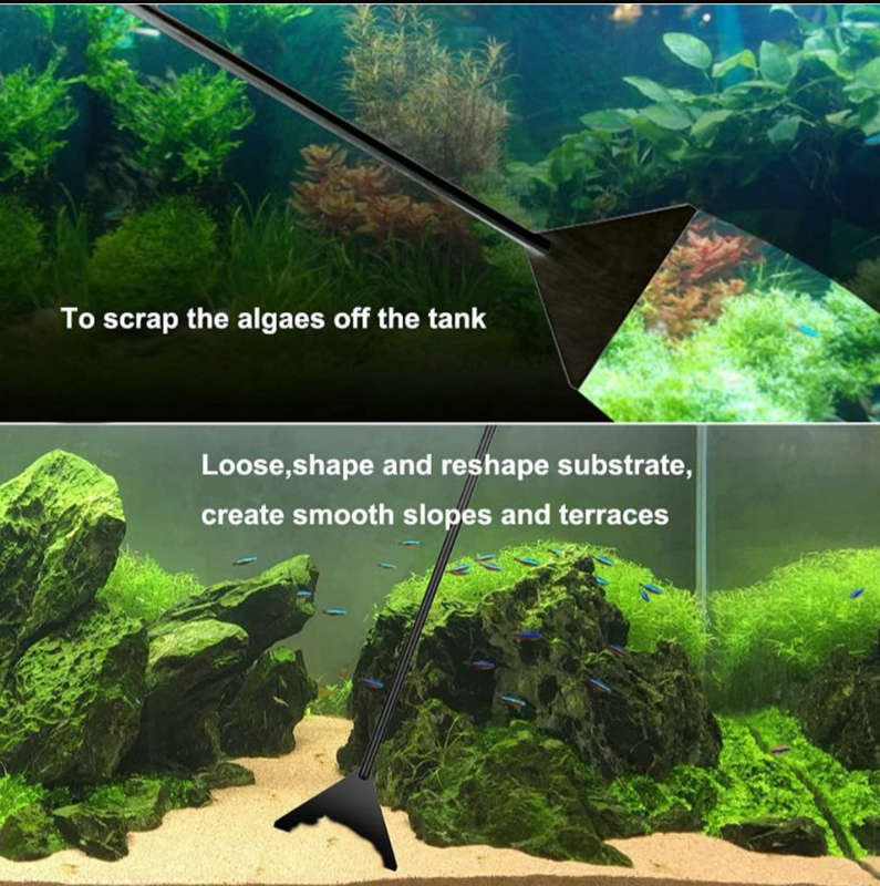MHome Aquarium Scissor 4 in 1 Stainless Steel Aquatic Plants Aquascaping Tools Set Black