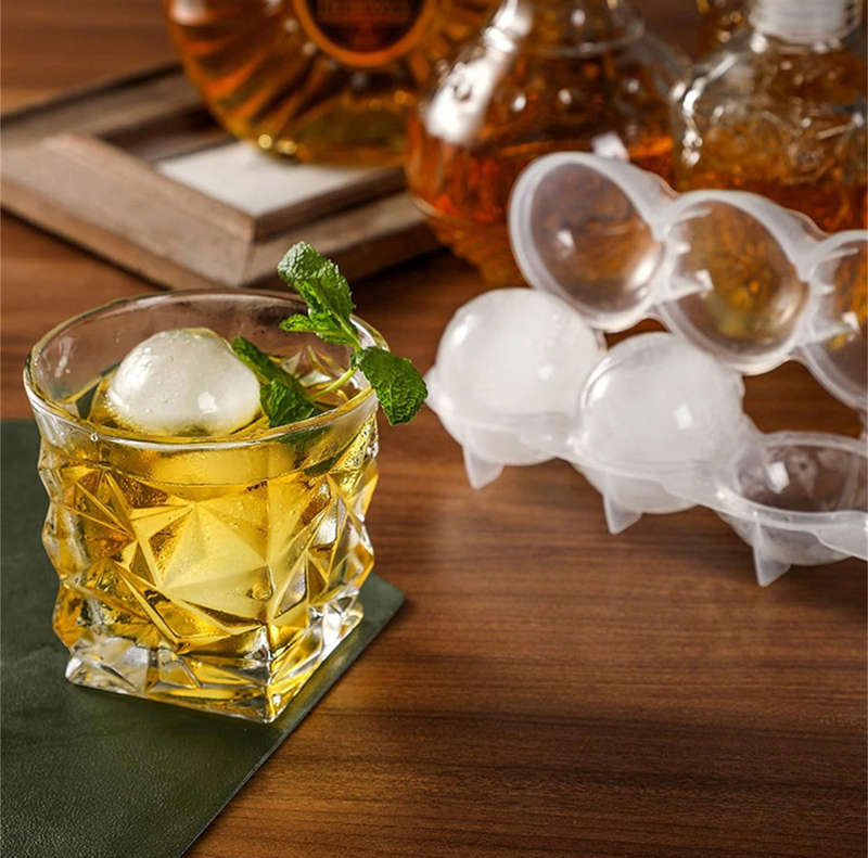 Four Hole Whiskey Round ice Hockey Mold,Bar Ice Cube Ball Maker,Round Ice Hockey Reusable Summer ...
