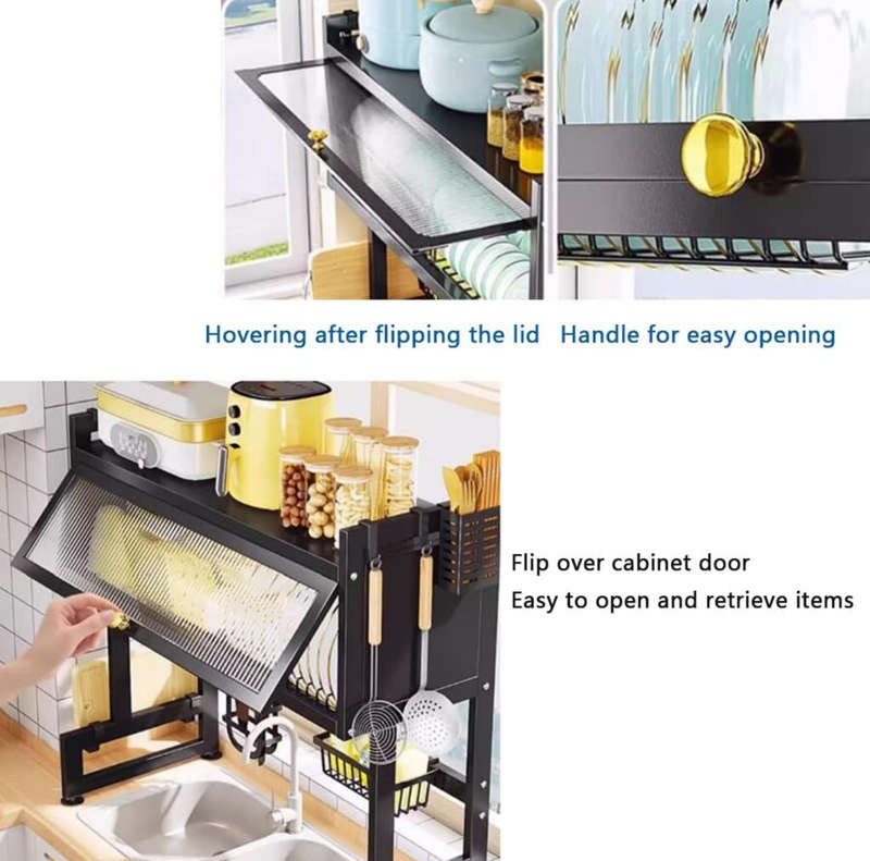 Over Sink Dish Drying Rack,3 Tier Kitchen Large Dish Drainer Stainless Steel Storage Counter, Org...