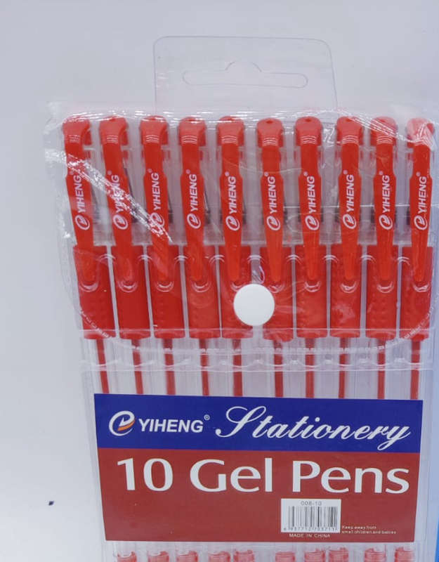 Gel Pen Set 10pc Red