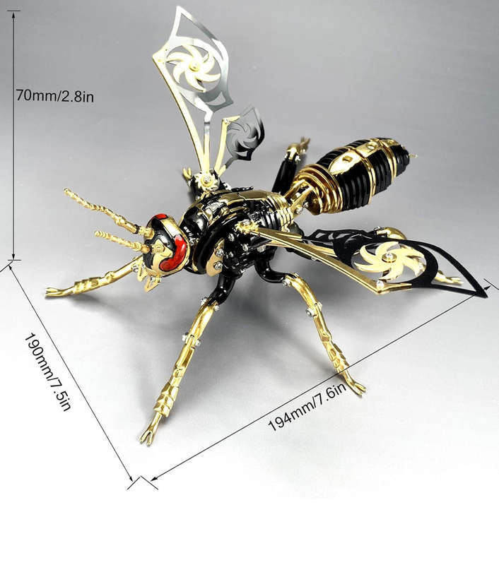 MTech 3D Metal Puzzles, Mechanical Wasp Assembly Model Kit DIY Building Blocks ST/ST For Adults