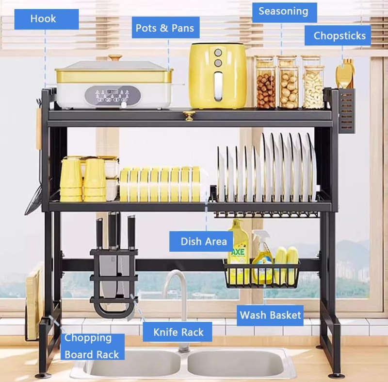 Over Sink Dish Drying Rack,3 Tier Kitchen Large Dish Drainer Stainless Steel Storage Counter, Org...