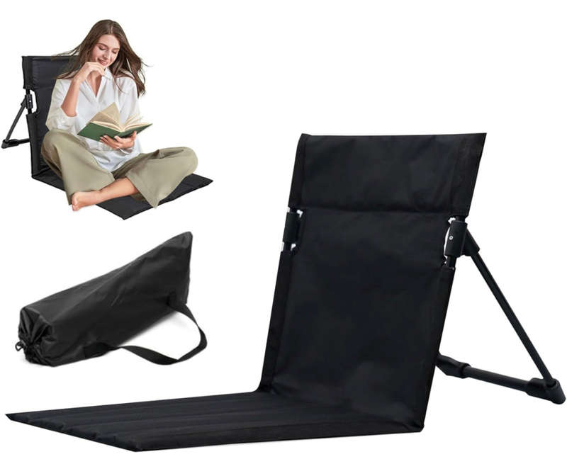 Beach Chair Beach Mat Recliner Lightweight Beach Mat with Backrest One-Step Assembly Foldable Bea...