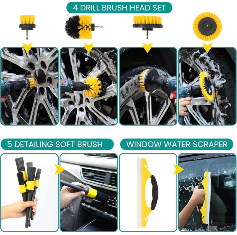 Car Cleaning Kit (20 Pieces) - Car Washing Products for Interior/Exterior - Car Detailing Brushes...