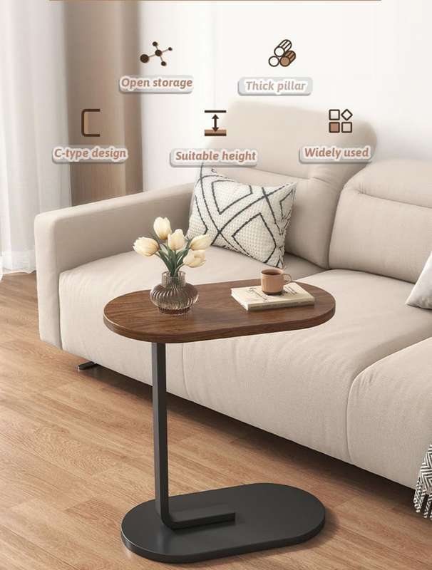 C Shaped Side Table, Modern C Shaped End Table for Small Spaces, Small Couch Side Tables That Sli...
