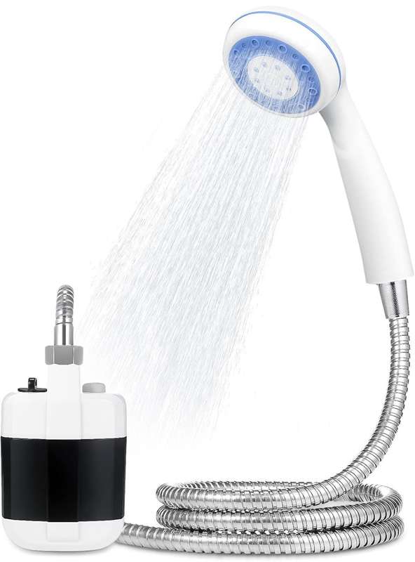 Portable Camp Shower, USB Rechargeable Outdoor Camping Shower Pump, Portable Outdoor Shower Head-...