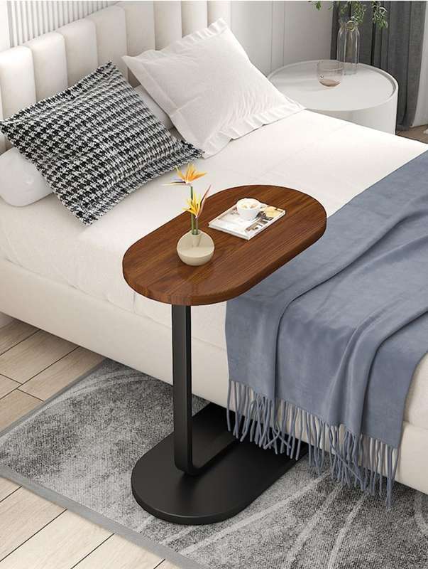 C Shaped Side Table, Modern C Shaped End Table for Small Spaces, Small Couch Side Tables That Sli...