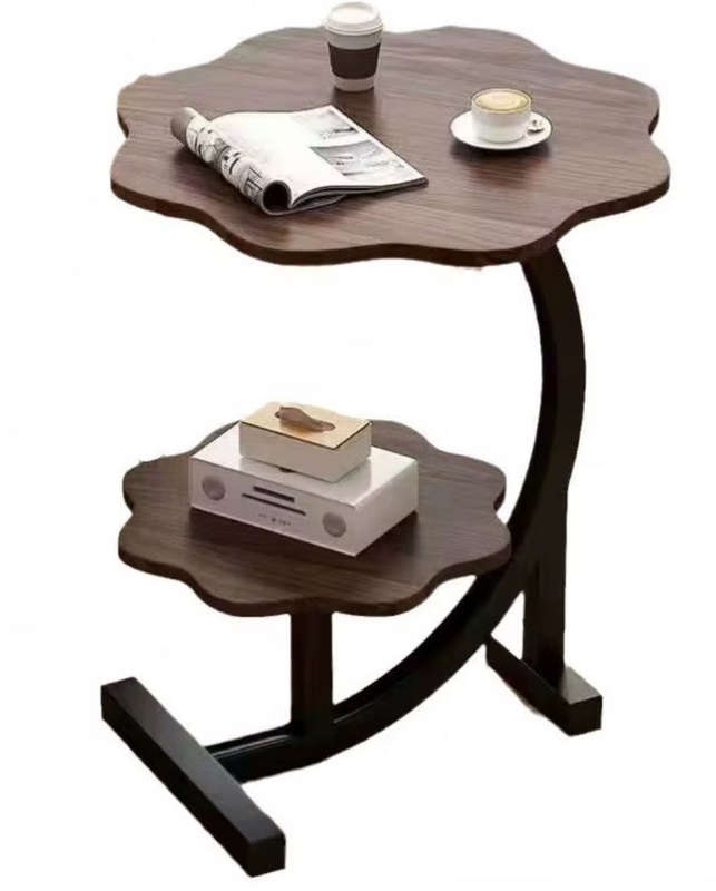 Nordic C Shaped Side Table for Couch and Bed, Small Modern Flower End Table with 2 Tier,Perfect f...
