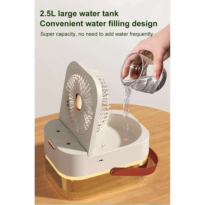 3 In1 Humidifier Double Spray Fan Portable Fan Air Cooler Humidifier USB Fan Desktop Lamp Fan For...