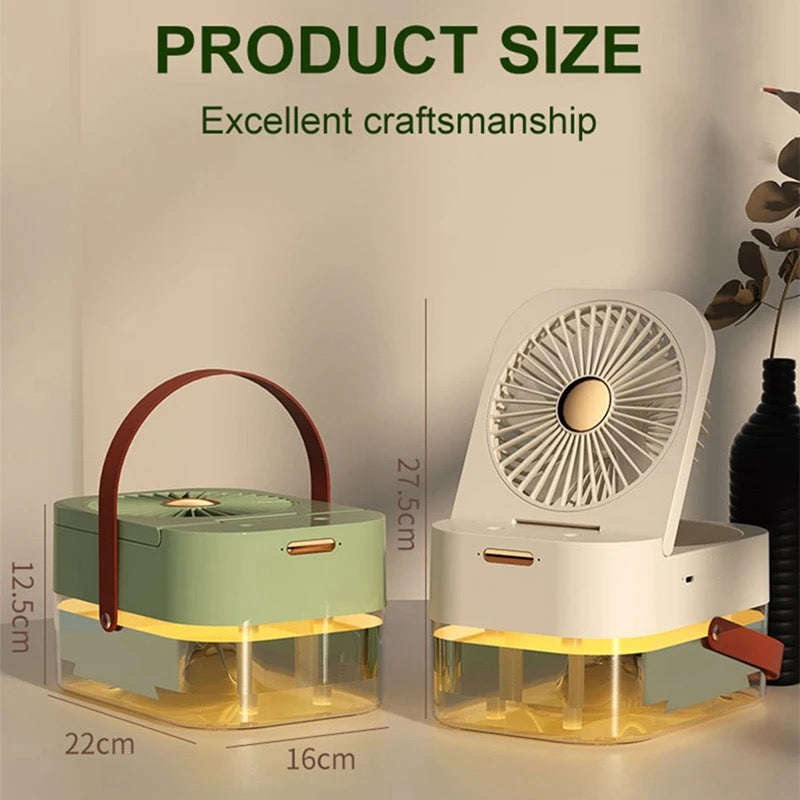 3 In1 Humidifier Double Spray Fan Portable Fan Air Cooler Humidifier USB Fan Desktop Lamp Fan For...