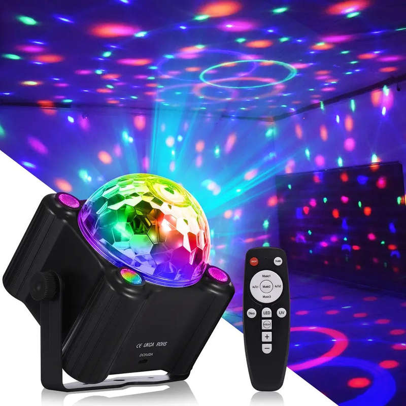 Party Lights Disco Ball Light,Dj Disco Light Sound Activated LED Light 6 Colors for Home Room Dan...