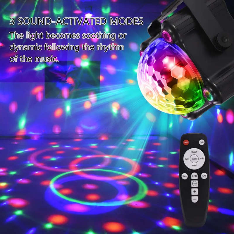 Party Lights Disco Ball Light,Dj Disco Light Sound Activated LED Light 6 Colors for Home Room Dan...