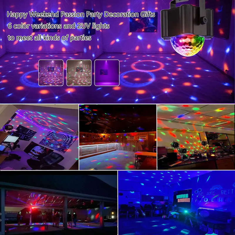Party Lights Disco Ball Light,Dj Disco Light Sound Activated LED Light 6 Colors for Home Room Dan...