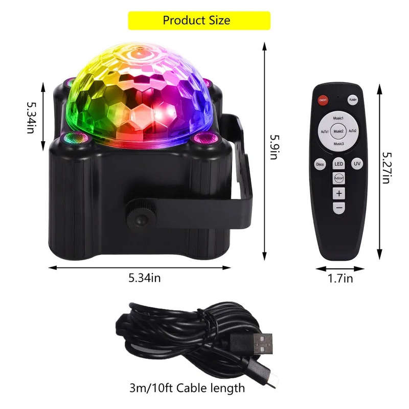 Party Lights Disco Ball Light,Dj Disco Light Sound Activated LED Light 6 Colors for Home Room Dan...
