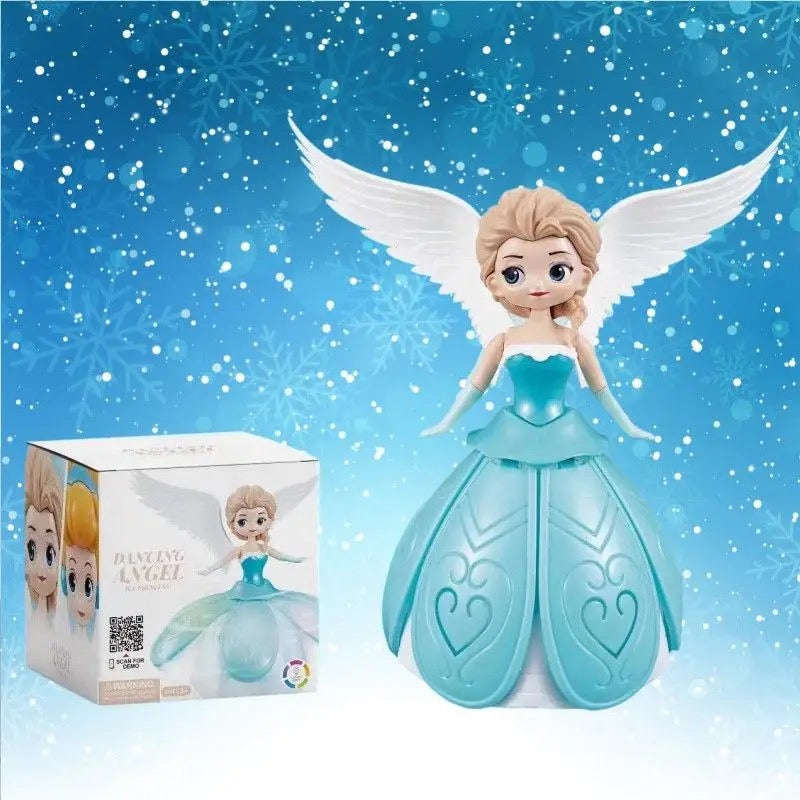 Disney Frozen Princess Electric Dancing Toys Elsa Doll With Wings Action Figure Rotating Projecti...