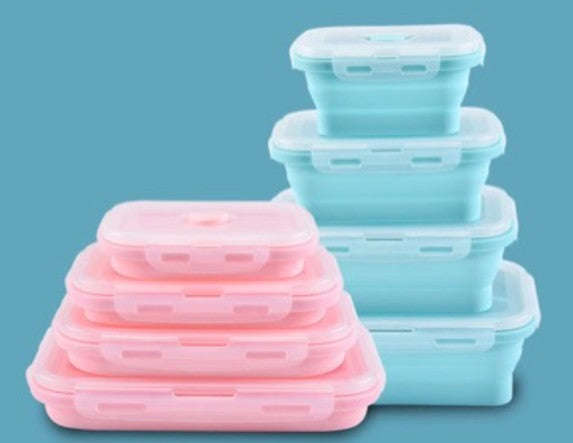 Foldable Silicone Food Storage Containers Microwave and Freezer Safe Collapsible Easy to Carry In...