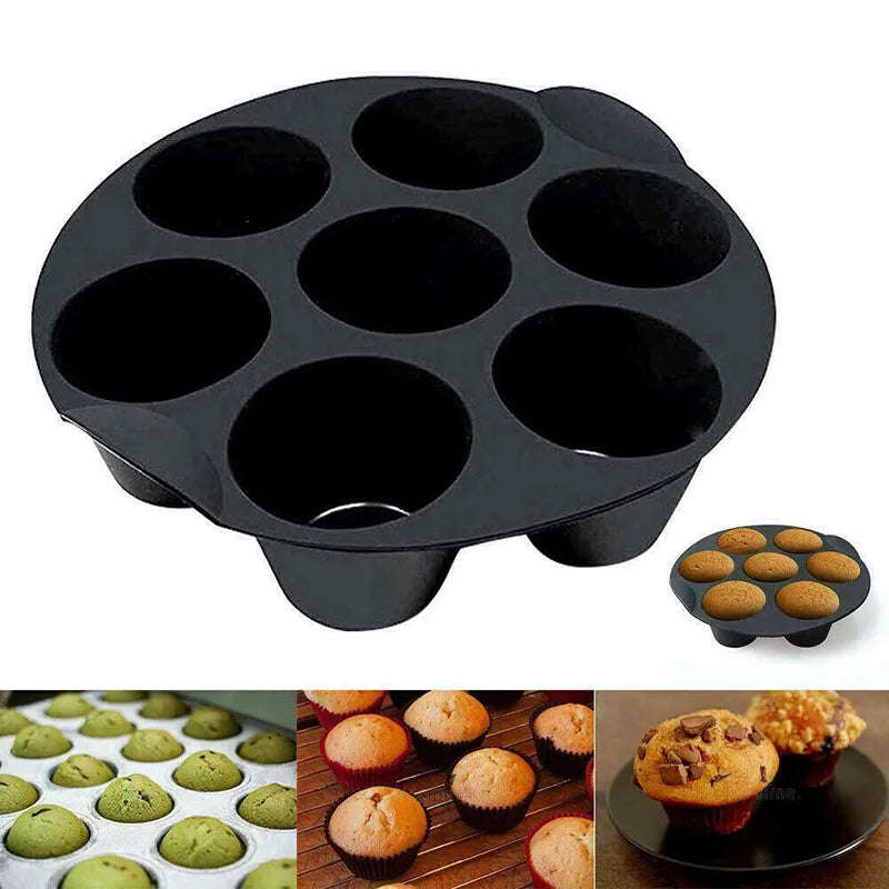 7 Cup Air Fryer Cupcake Mold Silicone Muffin Pan Cupcake Cups 3.5-5.8 L Air Fryer Universal Muffi...