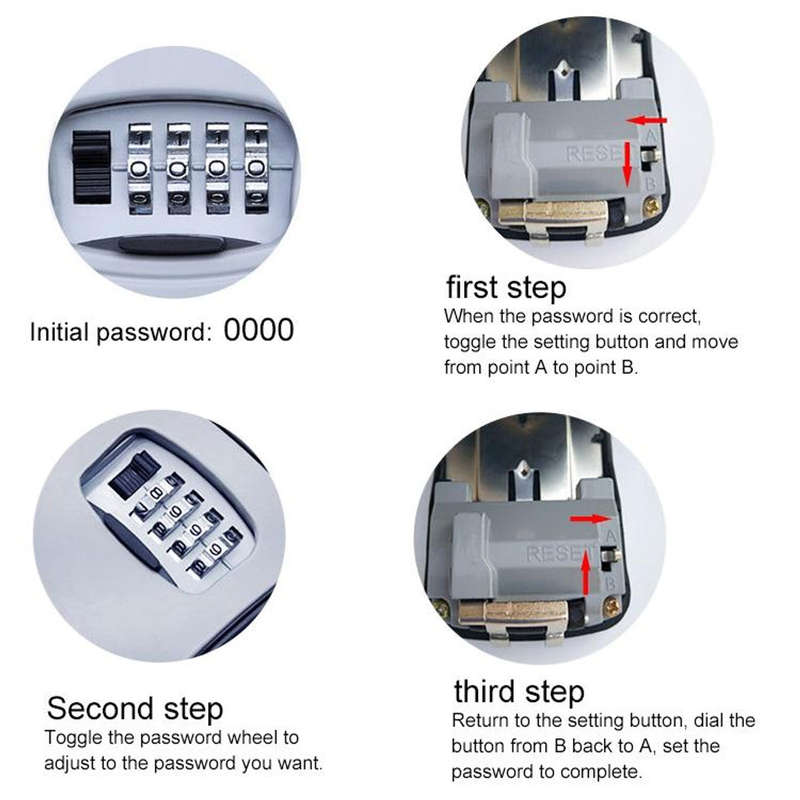 Key Lock Box Wall Mounted Key Safe Box Weatherproof Combination New