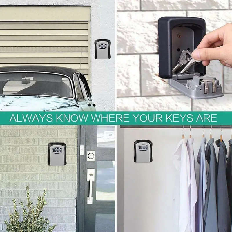 Key Lock Box Wall Mounted Key Safe Box Weatherproof Combination New