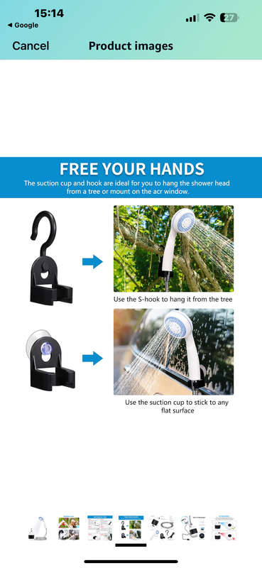Portable Camp Shower, USB Rechargeable Outdoor Camping Shower Pump, Portable Outdoor Shower Head-...
