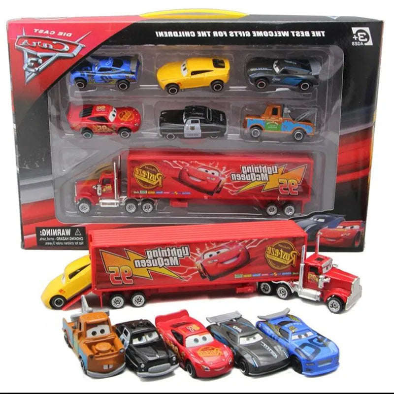 Disney Pixar Cars  7pcs/Lot Lightning Mcqueen Jackson Storm Mack Uncle Truck 1:55  Car Gift For K...