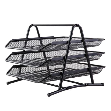 Metal Mesh Document Sliding Tray Organiser - Black Various Options
