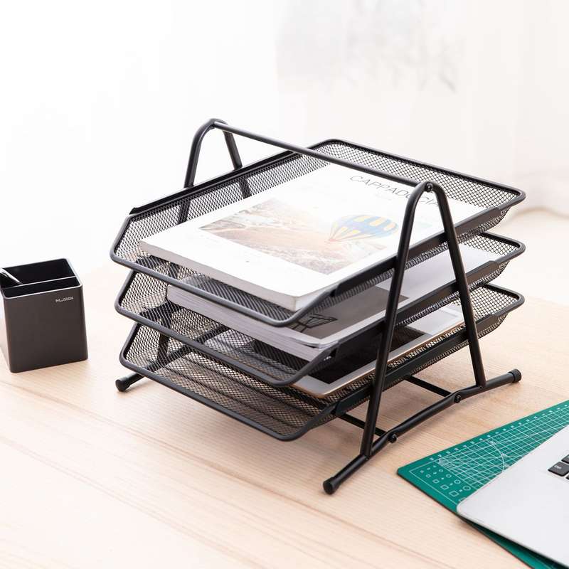 Metal Mesh Document Sliding Tray Organiser - Black Various Options