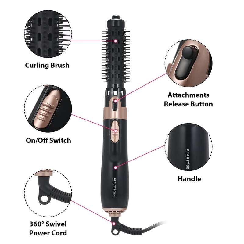 4 in 1 Hair Dryer Styler and Volumizer Hair Curler Straightener Blow Dryer Brush Rotating Blow Dr...