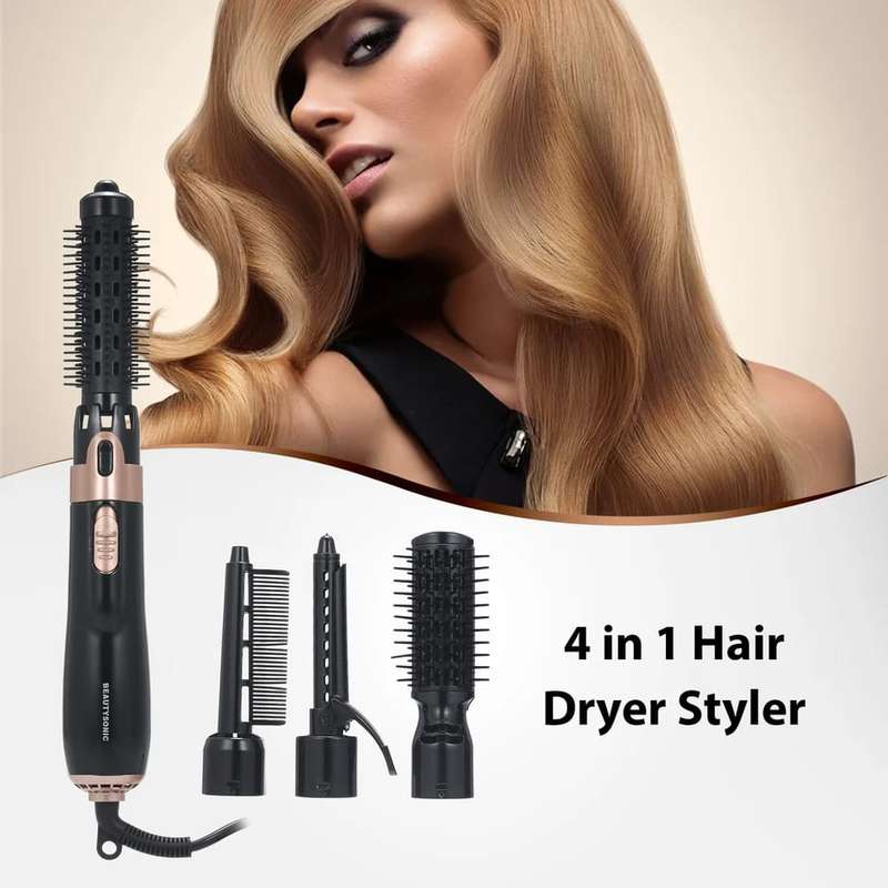 4 in 1 Hair Dryer Styler and Volumizer Hair Curler Straightener Blow Dryer Brush Rotating Blow Dr...