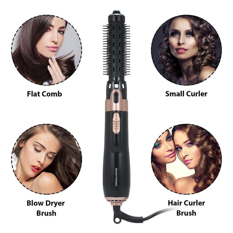 4 in 1 Hair Dryer Styler and Volumizer Hair Curler Straightener Blow Dryer Brush Rotating Blow Dr...