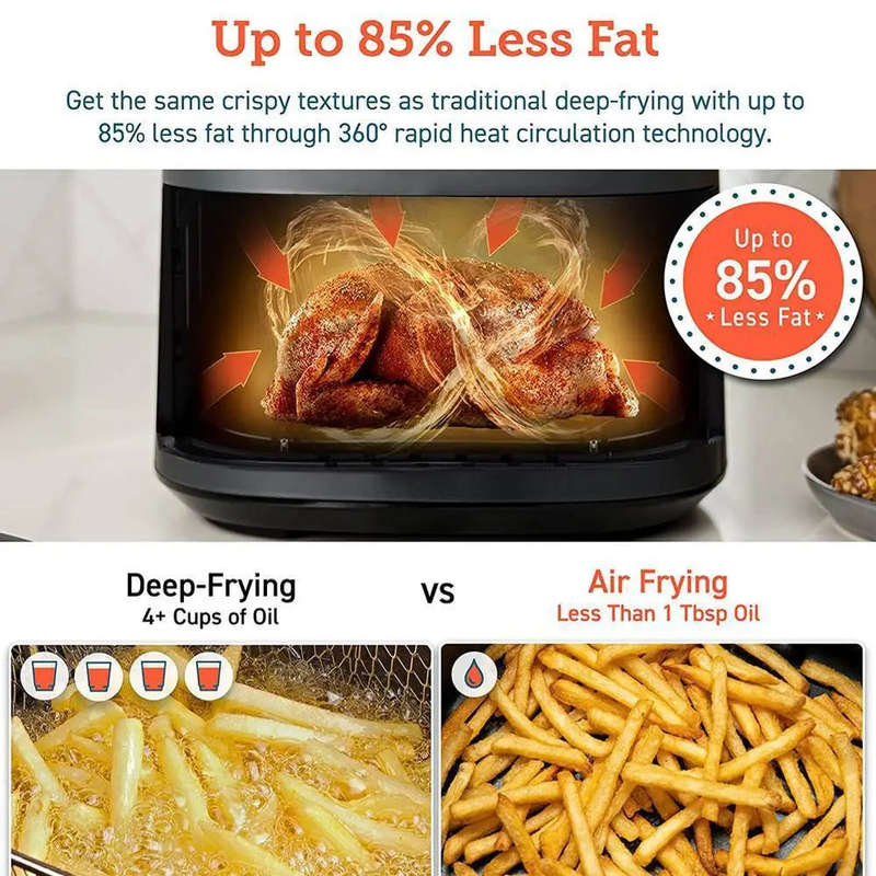 Air Fryer Digital Touch Screen Cooker Low Oil Timer Oven Frying Fryer Silvercrest 7.5L inc 2pc To...