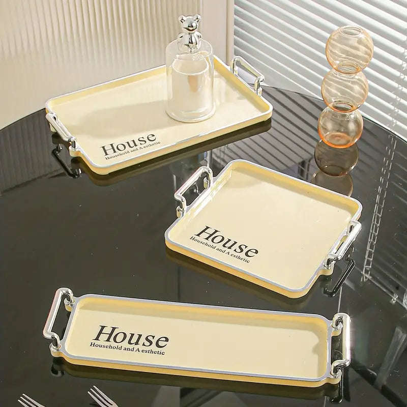 Plastic Food Storage Tray, Multi-Purpose Large Capacity Snack Breakfast Serving Tray Suitable For...