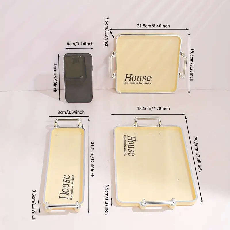 Plastic Food Storage Tray, Multi-Purpose Large Capacity Snack Breakfast Serving Tray Suitable For...