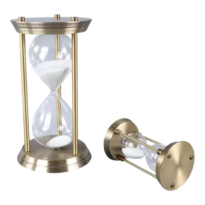 MHome Vintage Three Pillar Mini Hourglass Ornament Timer - Metal Hourglass, Glass Sand Timer