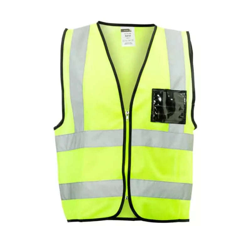 LIME REFLECTIVE ZIP 100gsm VEST SLEEVELESS  SOLID MESH  ID POUCH - LIME & ORANGE