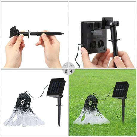 Christmas 5M Solar Powered Water Drops String Light Warm White