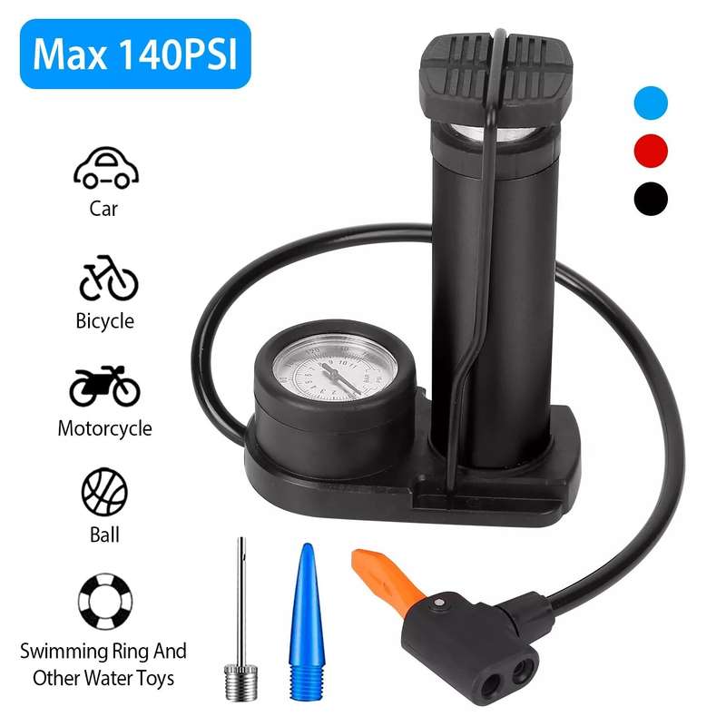 Mini Foot Pump Tire Inflator with Pressure Gauge
