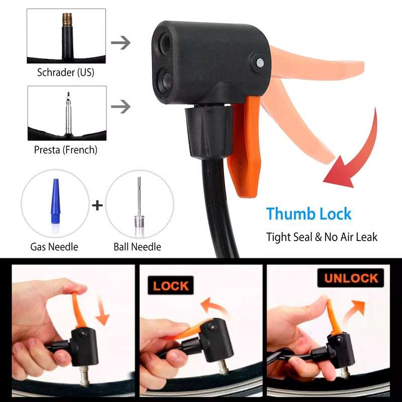 Mini Foot Pump Tire Inflator with Pressure Gauge