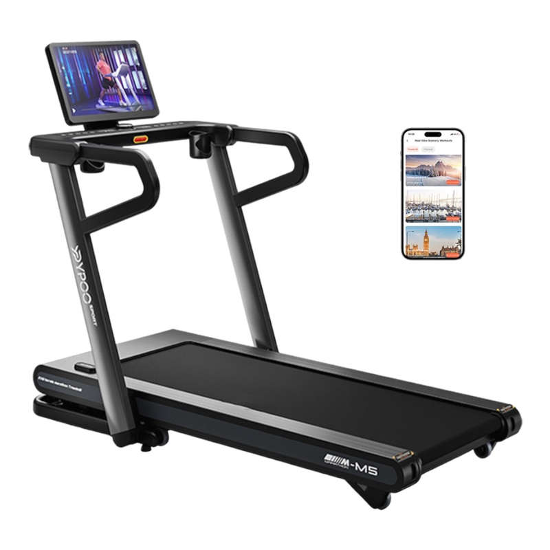 M5 Semi-Commercial Treadmill with -6% to +15% Incline & AI Suspension Shock Absorption