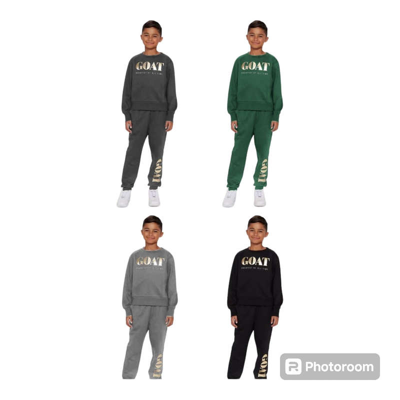 Boys Round Neck GOAT Print Tracksuit Set