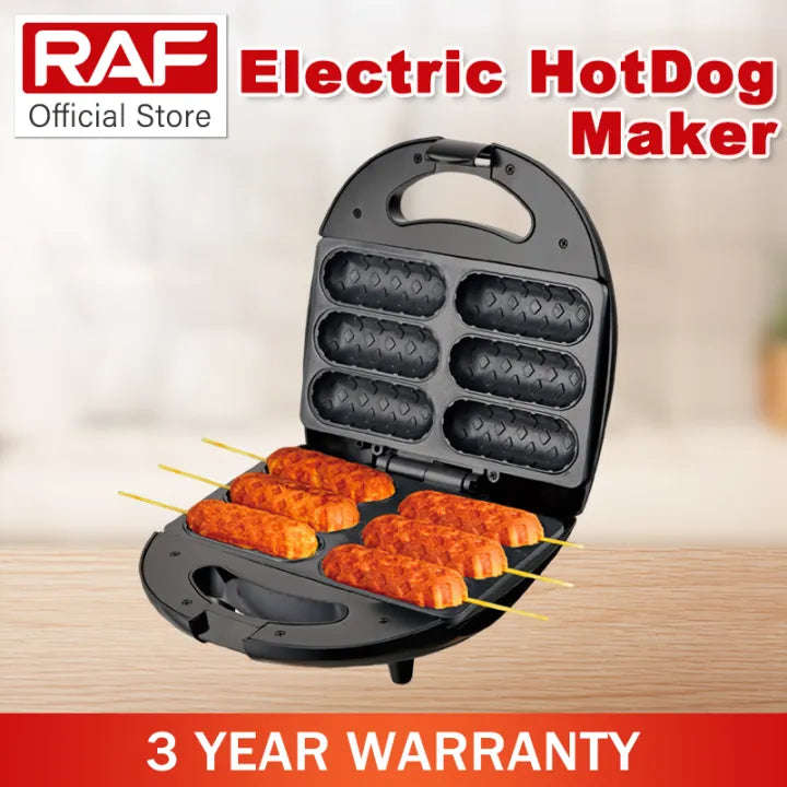 850W Portable Corn Dog Grill with Non-Stick Plates & Heat-Insulated Handle