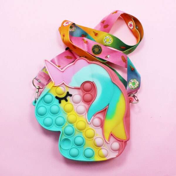 Rainbow Unicorn Pop Fidget Silicone Handbag  Sensory Shoulder Bag for Kids, Stress Relief Popp...