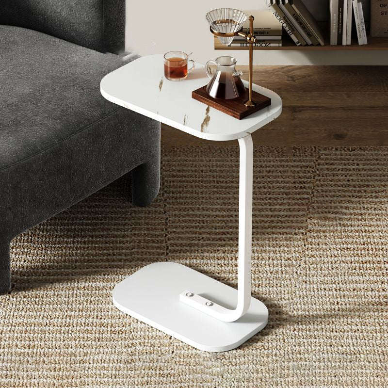 C-Shaped Side Table  Modern Narrow Coffee Table with Metal Frame for Small Spaces