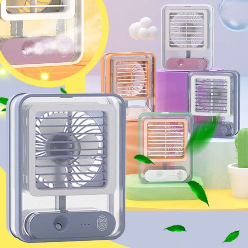 Portable Desk Fan with Night Light, 3 Speed with Spray