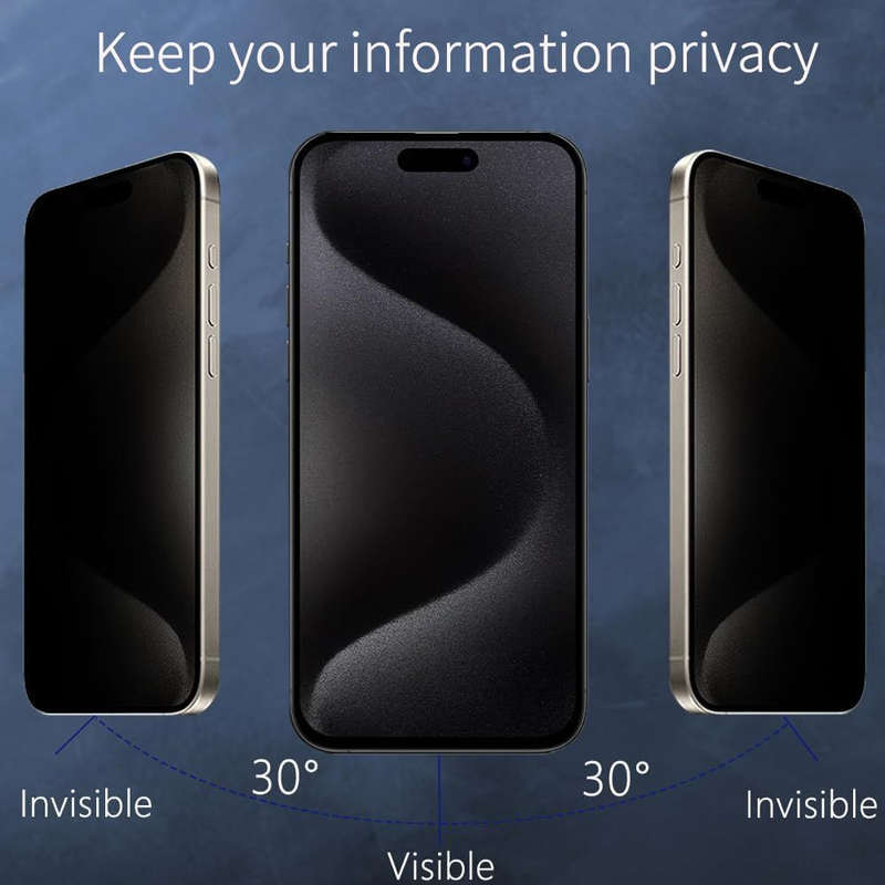 iPhone 15 Pro Max Privacy Tempered Glass Screen Guard Protector