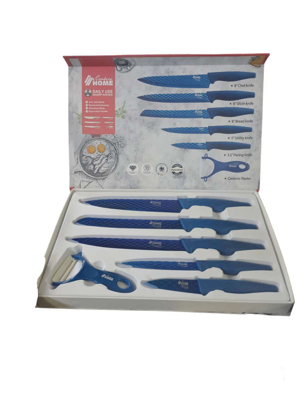 6pc Knife Set  Blue