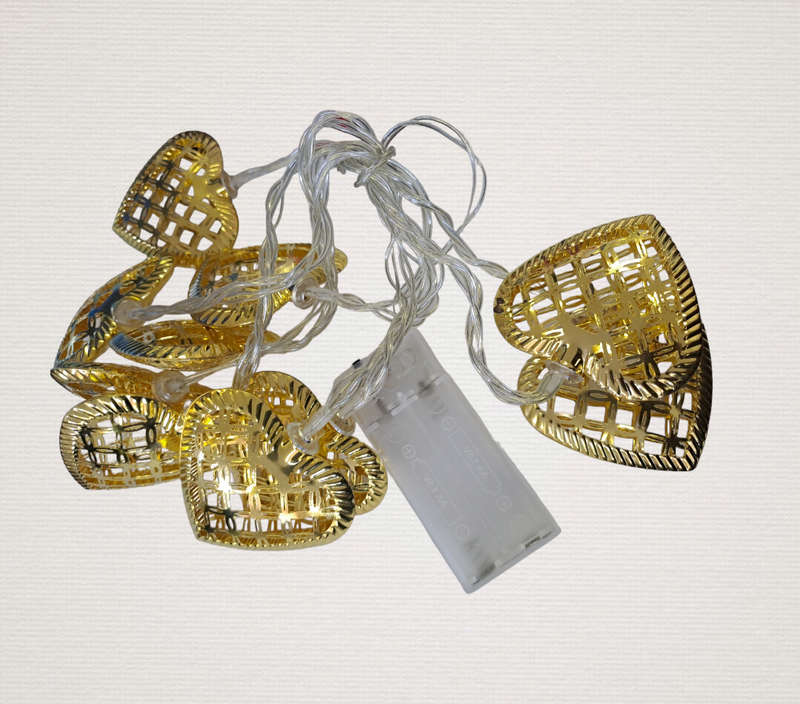 Christmas Warm White LED Metal Heart Shaped Lights Battery Operated Fairy String Lights for Garde...