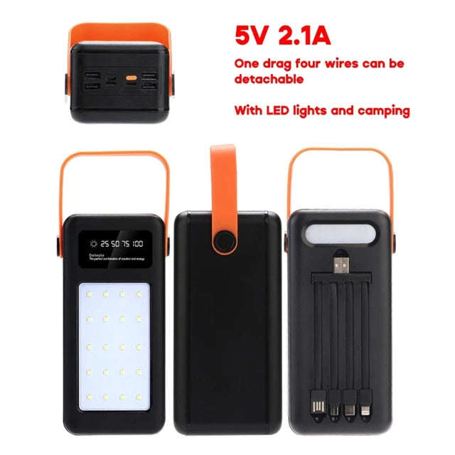 80000mAh Portable Solar Powered Powerbank with a Flashlight