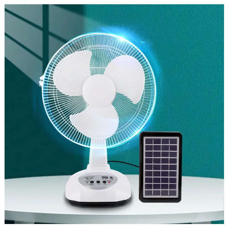 12" Rechargeable Oscillating 2 Speed Solar Powered Fan